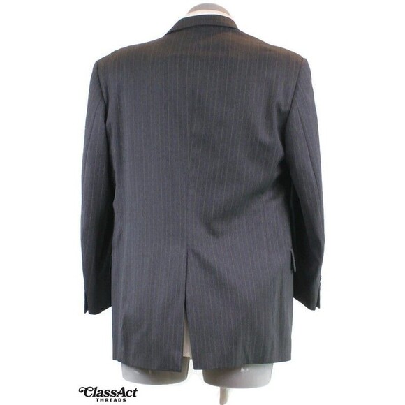 Alan Flusser 2 Pc Suit Gray Striped 3 Btn Wool 42L Pleated Fronts 36" Waist - Picture 8 of 11